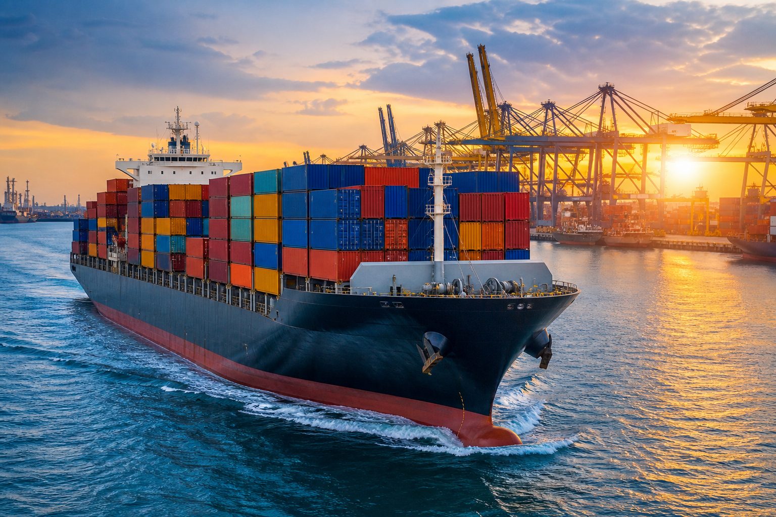 Navio cargueiro com containers coloridos